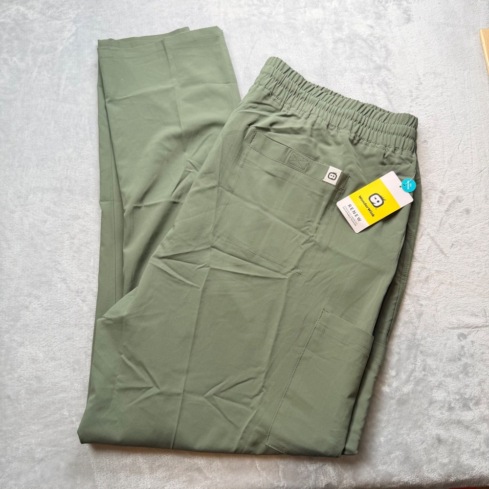WonderWink Renew Mens Modern Fit Scrub Pants 3XL Tall Olive Green 5434-OLIV NWT